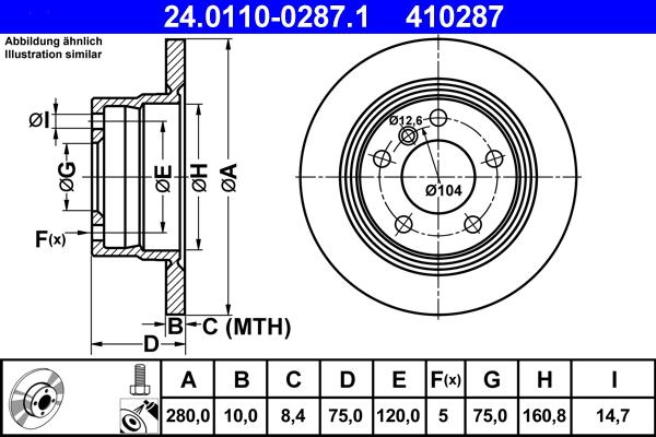 ATE 24.0110-0287.1 - Спирачен диск vvparts.bg