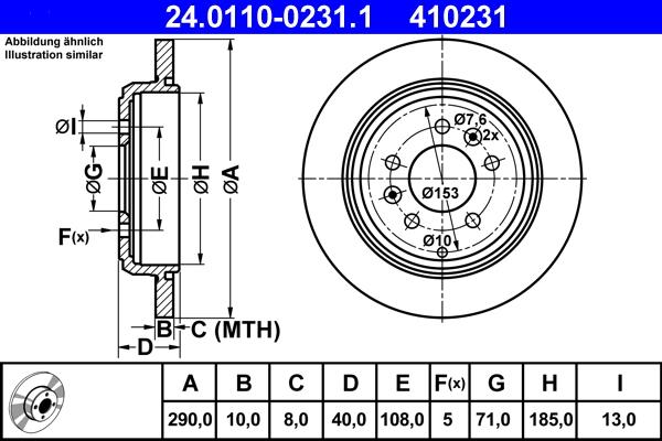 ATE 24.0110-0231.1 - Спирачен диск vvparts.bg