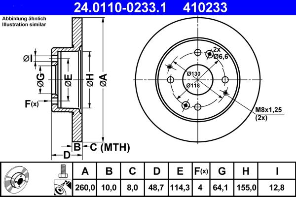 ATE 24.0110-0233.1 - Спирачен диск vvparts.bg