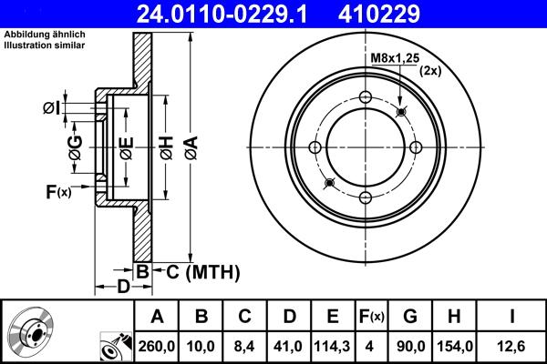 ATE 24.0110-0229.1 - Спирачен диск vvparts.bg