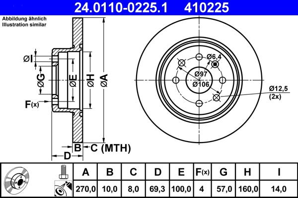 ATE 24.0110-0225.1 - Спирачен диск vvparts.bg