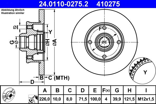 ATE 24.0110-0275.2 - Спирачен диск vvparts.bg