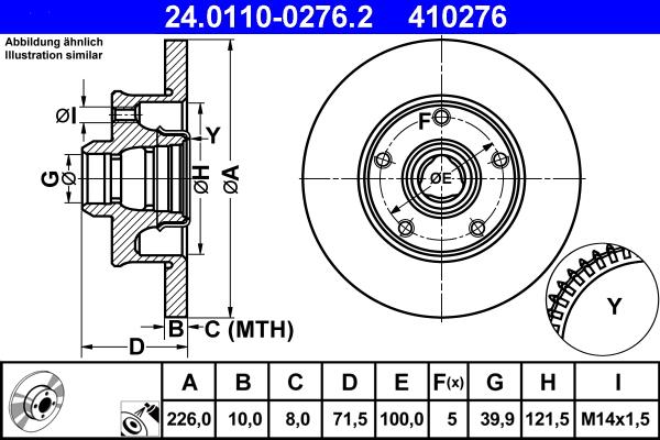 ATE 24.0110-0276.2 - Спирачен диск vvparts.bg