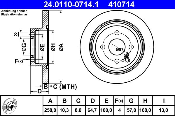 ATE 24.0110-0714.1 - Спирачен диск vvparts.bg