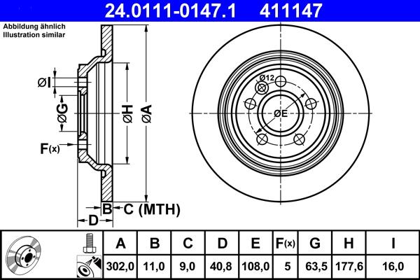 ATE 24.0111-0147.1 - Спирачен диск vvparts.bg