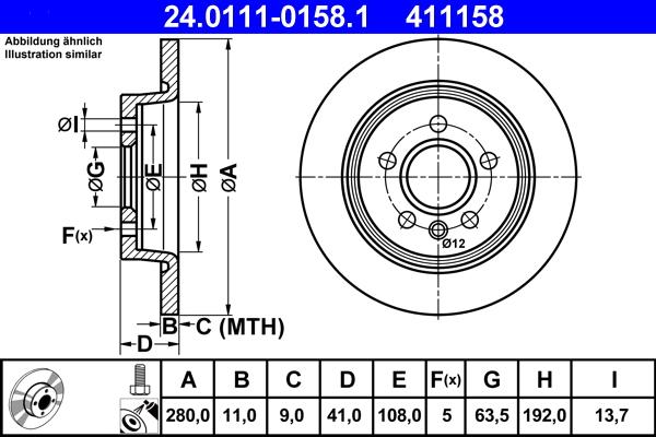 ATE 24.0111-0158.1 - Спирачен диск vvparts.bg