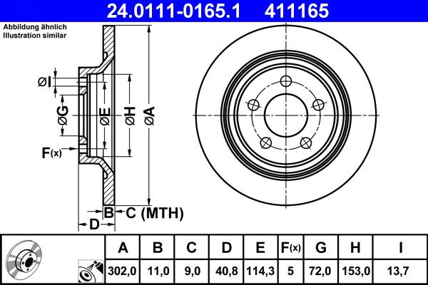 ATE 24.0111-0165.1 - Спирачен диск vvparts.bg