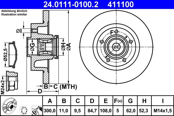 ATE 24.0111-0100.2 - Спирачен диск vvparts.bg