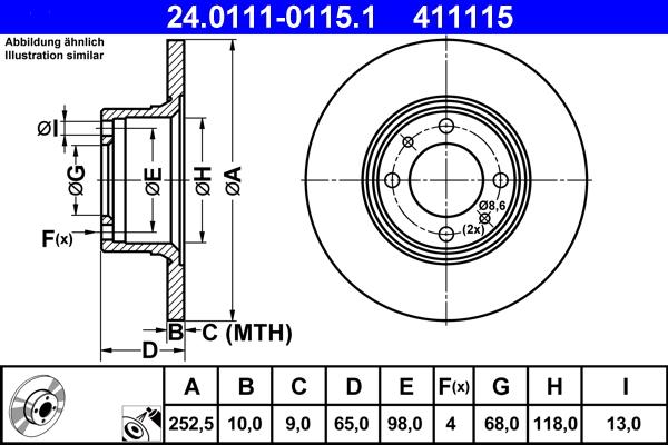 ATE 24.0111-0115.1 - Спирачен диск vvparts.bg