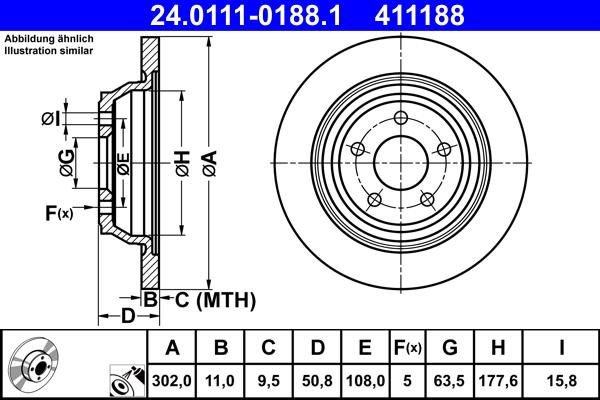 ATE 24.0111-0188.1 - Спирачен диск vvparts.bg