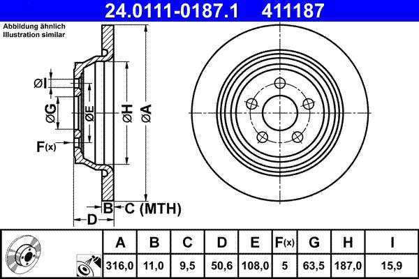 ATE 24.0111-0187.1 - Спирачен диск vvparts.bg