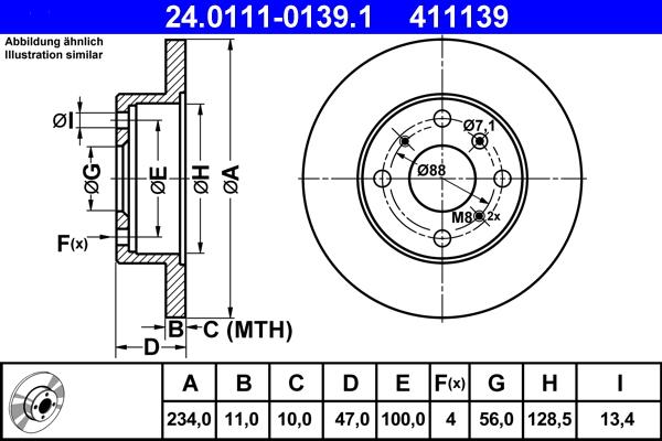 ATE 24.0111-0139.1 - Спирачен диск vvparts.bg