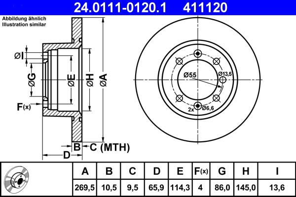 ATE 24.0111-0120.1 - Спирачен диск vvparts.bg