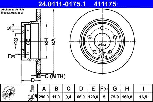 ATE 24.0111-0175.1 - Спирачен диск vvparts.bg
