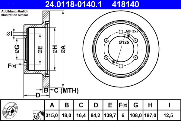 ATE 24.0118-0140.1 - Спирачен диск vvparts.bg