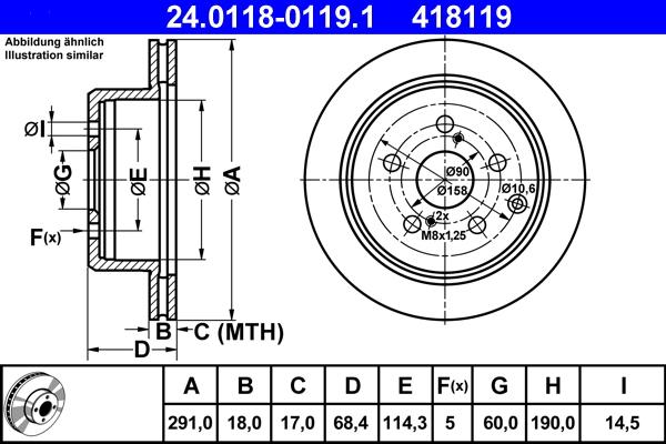 ATE 24.0118-0119.1 - Спирачен диск vvparts.bg