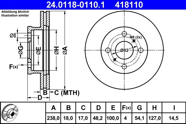 ATE 24.0118-0110.1 - Спирачен диск vvparts.bg