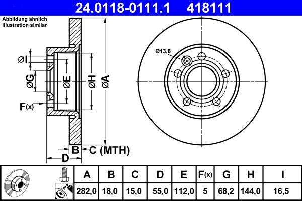 ATE 24.0118-0111.1 - Спирачен диск vvparts.bg