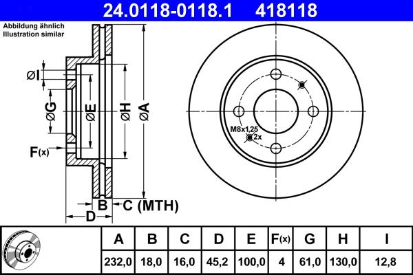 ATE 24.0118-0118.1 - Спирачен диск vvparts.bg