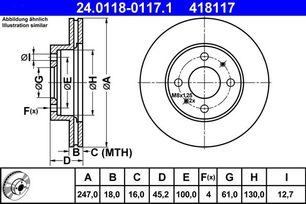 ATE 24.0118-0117.1 - Спирачен диск vvparts.bg