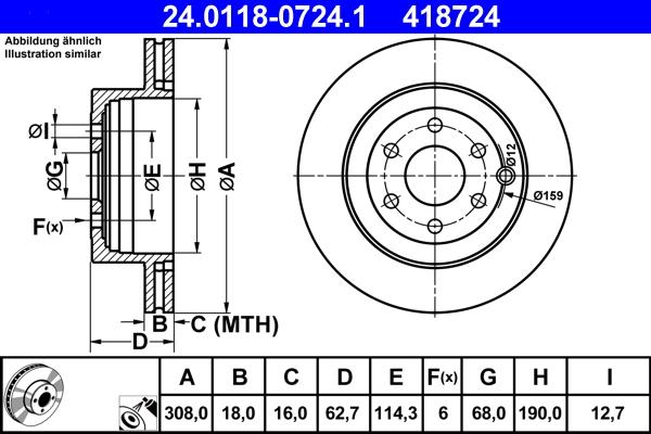 ATE 24.0118-0724.1 - Спирачен диск vvparts.bg