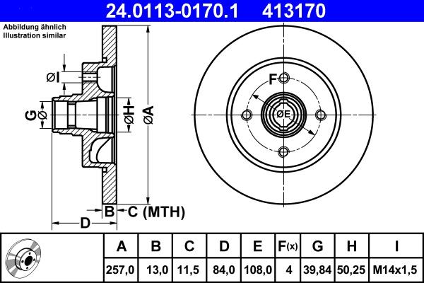 ATE 24.0113-0170.1 - Спирачен диск vvparts.bg