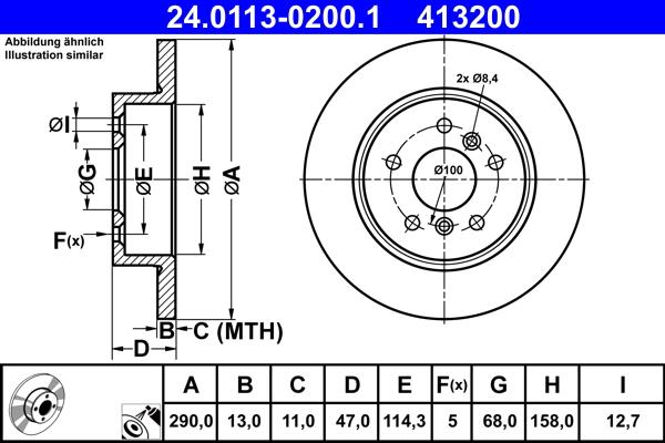 ATE 24.0113-0200.1 - Спирачен диск vvparts.bg