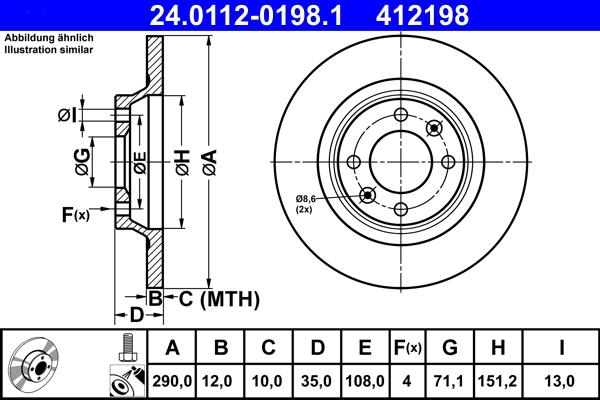 ATE 24.0112-0198.1 - Спирачен диск vvparts.bg