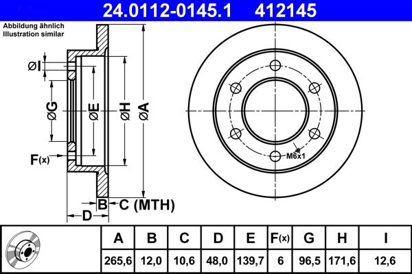 ATE 24.0112-0145.1 - Спирачен диск vvparts.bg