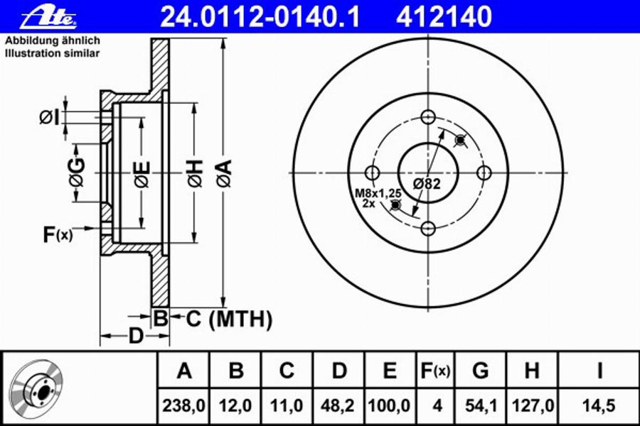 ATE 24 0112 0140 1 - Спирачен диск vvparts.bg