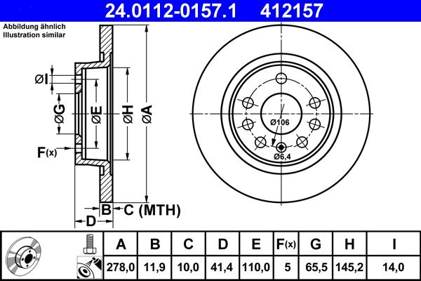 ATE 24.0112-0157.1 - Спирачен диск vvparts.bg