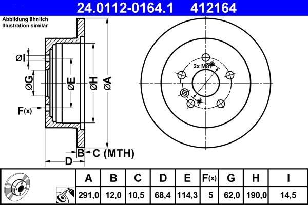 ATE 24.0112-0164.1 - Спирачен диск vvparts.bg