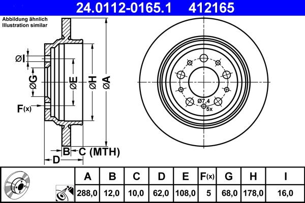 ATE 24.0112-0165.1 - Спирачен диск vvparts.bg