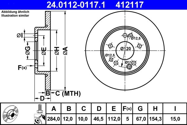 ATE 24.0112-0117.1 - Спирачен диск vvparts.bg