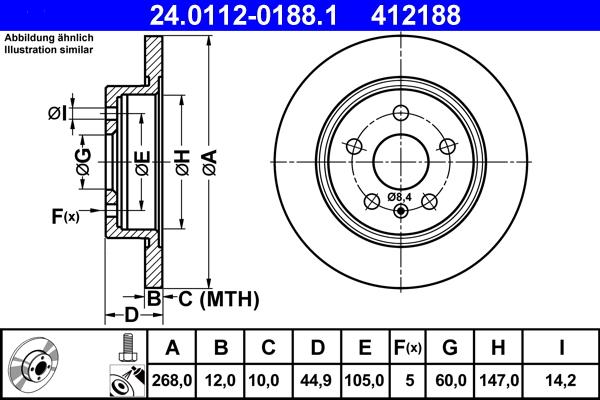 ATE 24.0112-0188.1 - Спирачен диск vvparts.bg