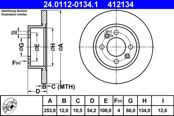 ATE 24.0112-0134.1 - Спирачен диск vvparts.bg