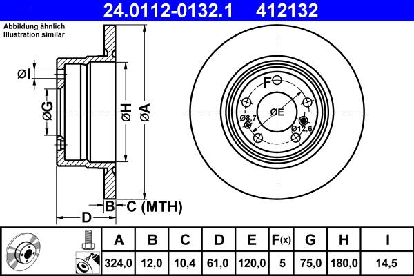 ATE 24.0112-0132.1 - Спирачен диск vvparts.bg