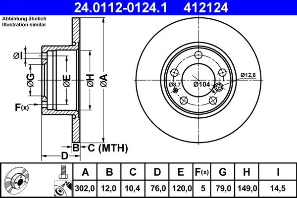 ATE 24.0112-0124.1 - Спирачен диск vvparts.bg