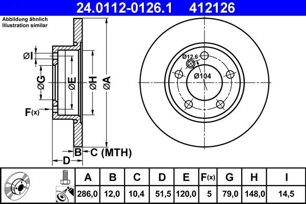 ATE 24.0112-0126.1 - Спирачен диск vvparts.bg