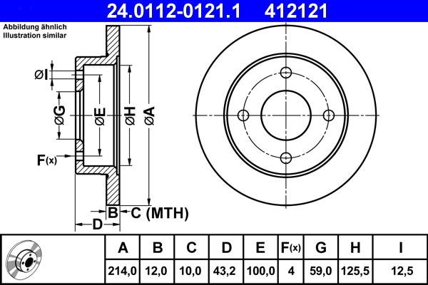 ATE 24.0112-0121.1 - Спирачен диск vvparts.bg