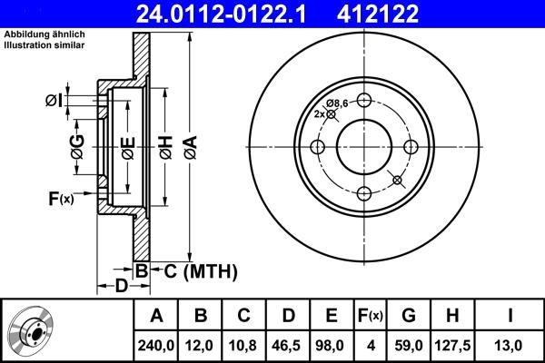 ATE 24.0112-0122.1 - Спирачен диск vvparts.bg