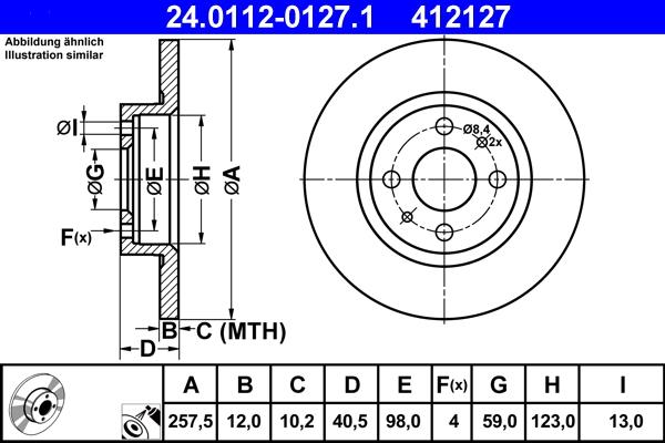 ATE 24.0112-0127.1 - Спирачен диск vvparts.bg