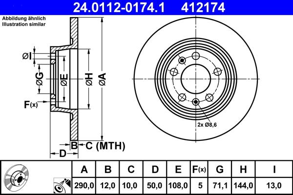 ATE 24.0112-0174.1 - Спирачен диск vvparts.bg