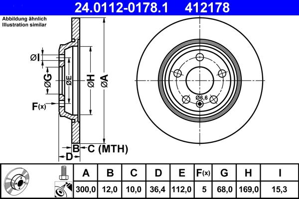 ATE 24.0112-0178.1 - Спирачен диск vvparts.bg