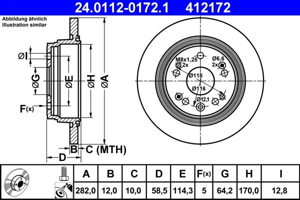 ATE 24.0112-0172.1 - Спирачен диск vvparts.bg