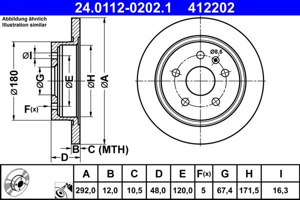 ATE 24.0112-0202.1 - Спирачен диск vvparts.bg