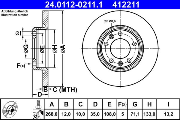 ATE 24.0112-0211.1 - Спирачен диск vvparts.bg
