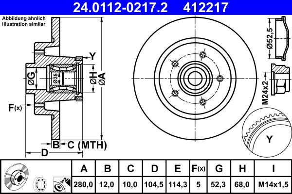 ATE 24.0112-0217.2 - Спирачен диск vvparts.bg