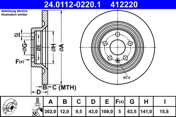 ATE 24.0112-0220.1 - Спирачен диск vvparts.bg