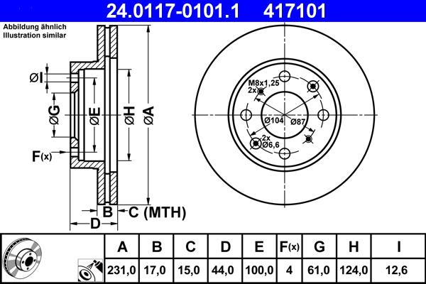 ATE 24.0117-0101.1 - Спирачен диск vvparts.bg